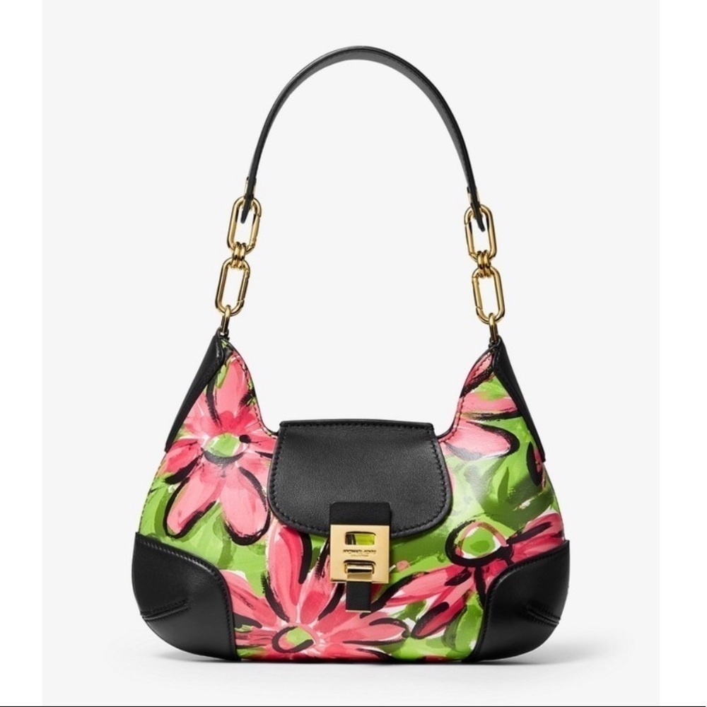 Michael Kors Collection Bancroft Medium Daisy Calf Leather Shoulder Bag
